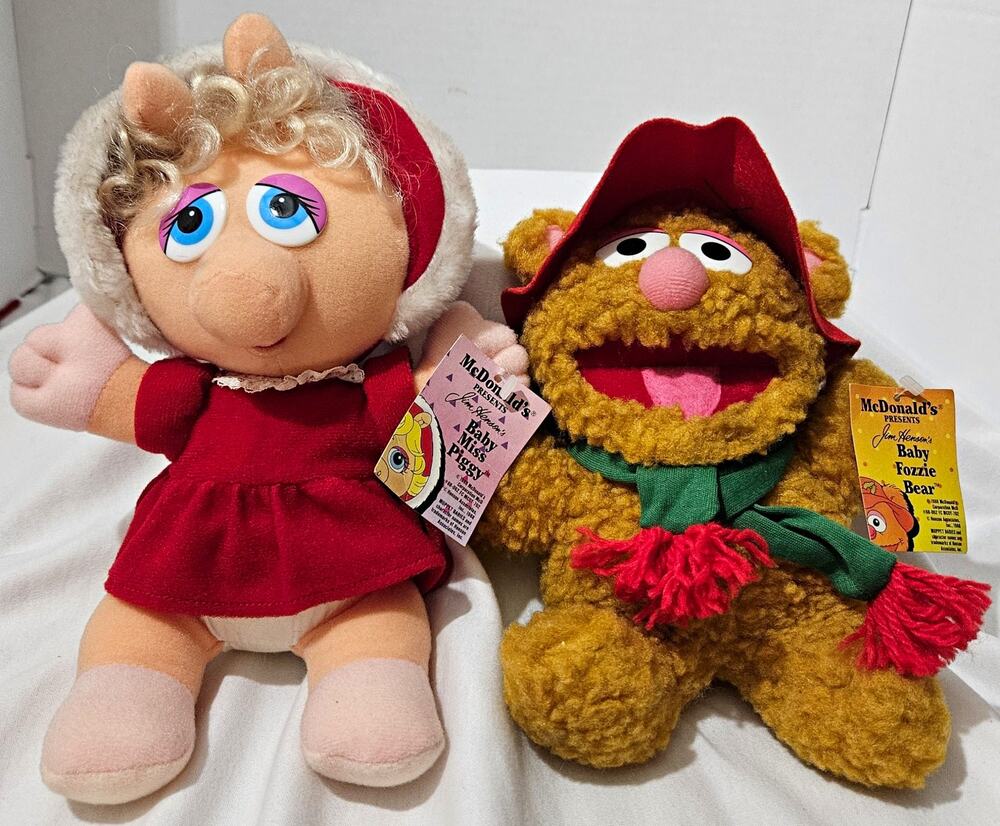 1987 Vnt McDonald’s Jim Henson Muppet Babies Plush Set Miss Piggy & Fozzie Bear